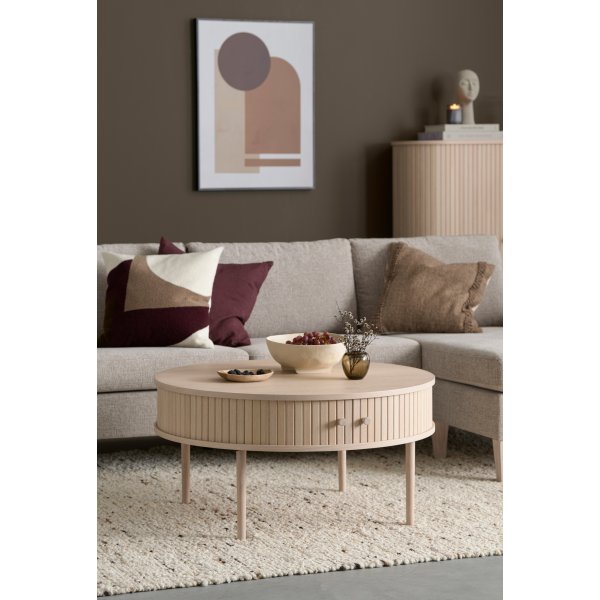 Slide Couchtisch 90 cm - Wei pigmentierte Eiche