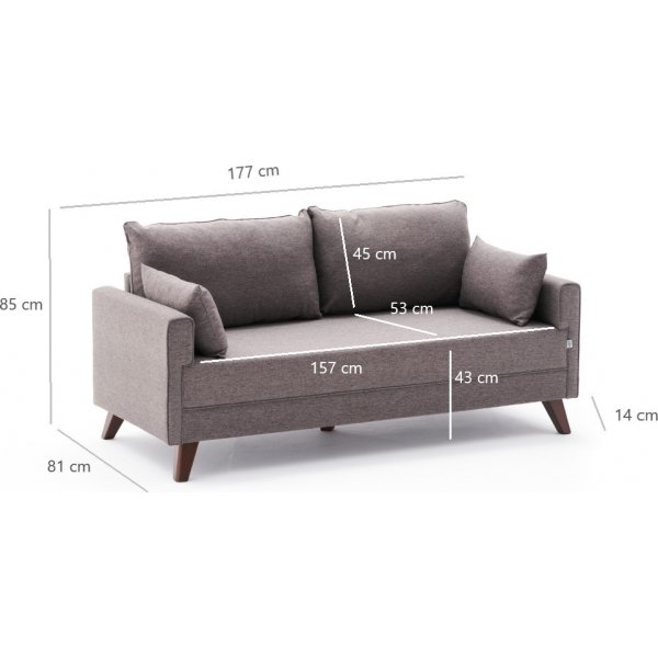 Bella 2-Sitzer-Sofa - Braun