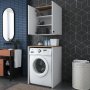 Langer Waschmaschinenschrank 6 - Wei/Walnuss