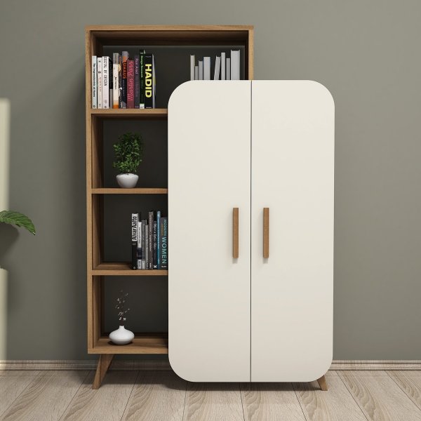 Form-Bücherregal - Nussbaum/Creme Form-Bücherregal - Nussbaum/Creme