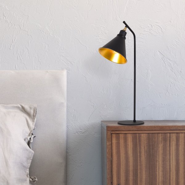 Sivani Tischlampe 2 - Schwarz/Gold