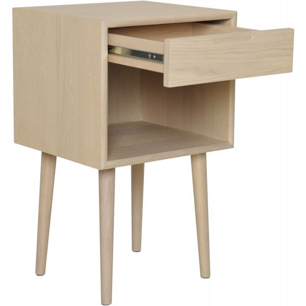 Emma Nachttisch XL - Wei pigmentiertes Eichenfurnier