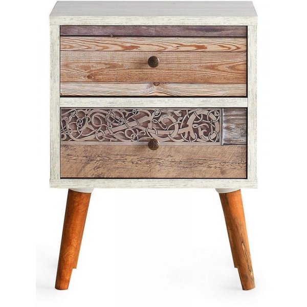 Malm Nachttisch - Wei/Walnuss