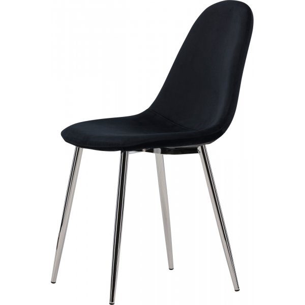 Bridge Esszimmerstuhl - Schwarzer Samt/Chrom
