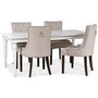 Paris Essgruppe weier Tisch mit 4 Tuva New Port Sthlen in beigem Stoff