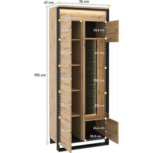 Quant Vitrine - Artisan Eiche/schwarz