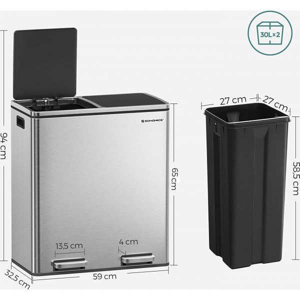 Daloa Mülleimer 60 l - Silber Daloa Mülleimer 60 l - Silber