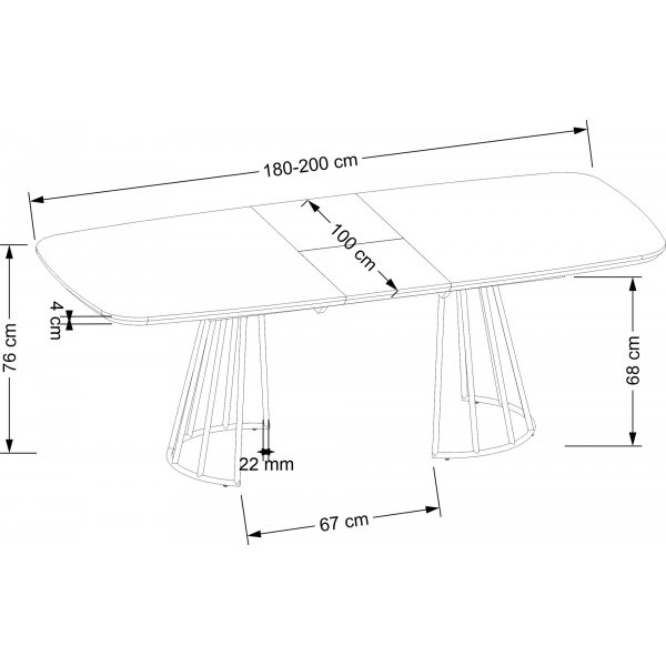 Everton Esstisch 180-200 x 100 cm - Walnuss/Schwarz