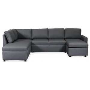 Dream Schlafsofa mit Stauraum (U-Sofa) links - Dunkelgrau (Stoff) + Teppich- und Textilreinigung