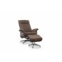 Relaxsessel mit Fuhocker in echtem Schaffell Eiche/Braun - Ulla