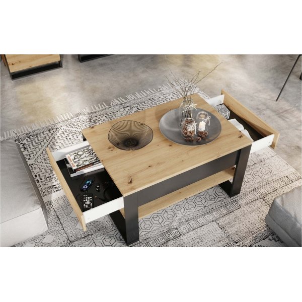 Quant Couchtisch 100 x 70 cm - Artisan Eiche/schwarz