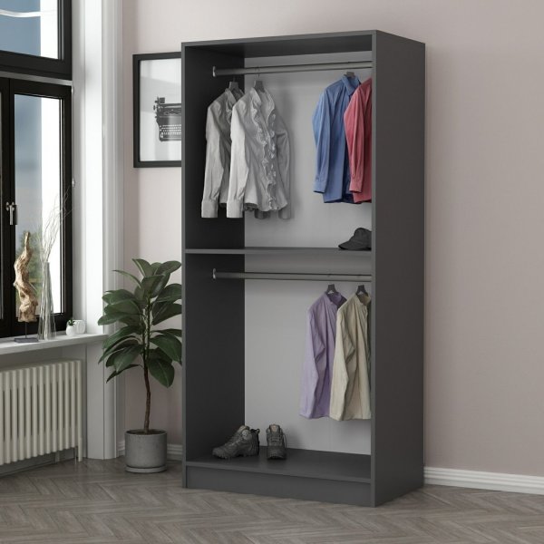 Cavolo Kleiderschrank 90 cm - Anthrazit/Rauch