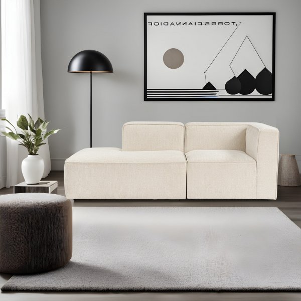 Weiteres 2-Sitzer-Sofa mit offenem Ende links - Creme