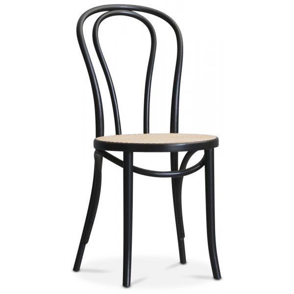 PiPi Essgruppe, runder Esstisch 120 cm inkl. 4 Bugholz Stuhl No18 - Schwarz gebeiztes Holz