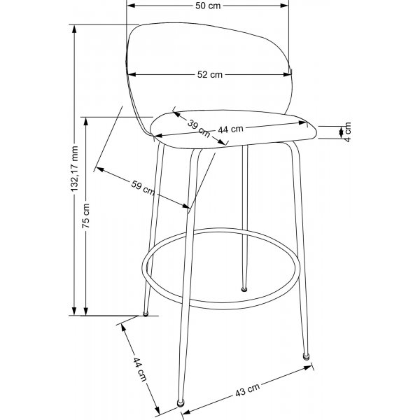 Pelican Barhocker 116 - Grau/Gold