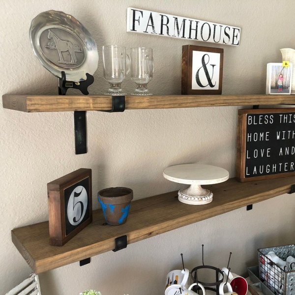 Lamba Wandregal 6 - Schwarz/Walnuss