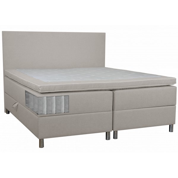 Bett mit Stauraum beige 160x200 cm