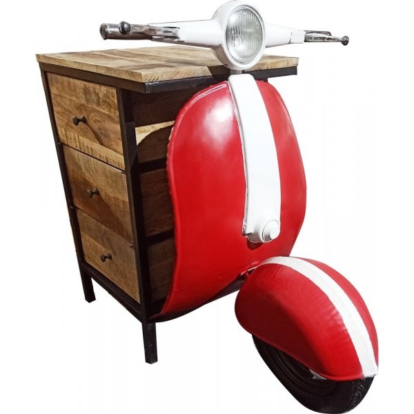 Vintage Vespa Kommode/Nachttisch - Rot/Wei