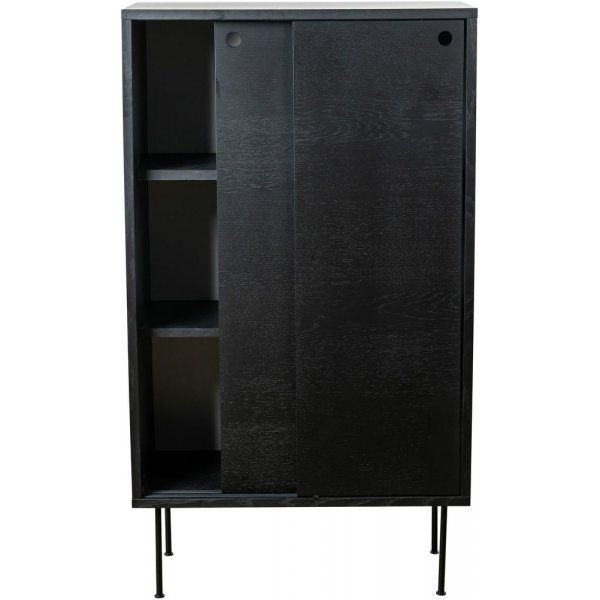 Volumenschrank mit Schiebetüren - Schwarz gebeizte Eiche Volumenschrank mit Schiebetüren - Schwarz gebeizte Eiche