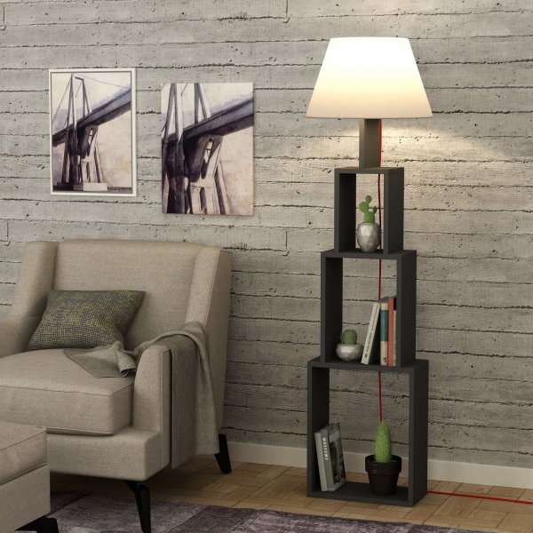 Tower Stehlampe - Anthrazit/Beige