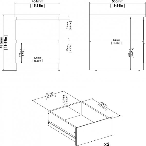Naia Nachttisch 2 - Schwarze Esche Naia Nachttisch 2 - Schwarze Esche