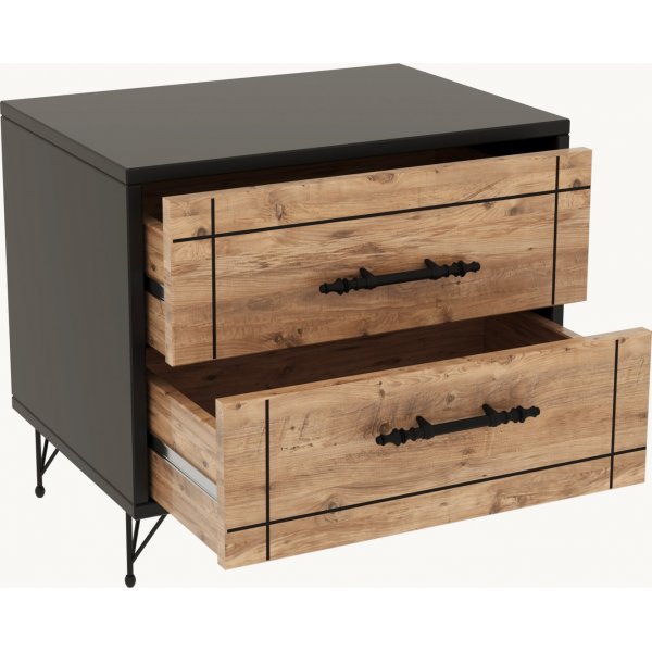 Nachttisch - Eiche/Schwarz