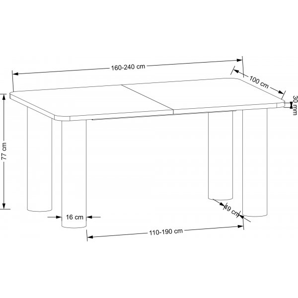 Elefante Esstisch 160-240 x 100 cm - Eiche Elefante Esstisch 160-240 x 100 cm - Eiche