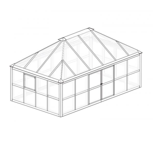 Gewächshaus Jupiter mit gehärtetem Glas - 12,8 m² - schwarz + Gewächshaus Jupiter mit gehärtetem Glas - 12,8 m² - schwarz +