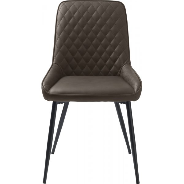 Carina-Stuhl aus braunem PU mit Rautenmuster