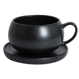 Dreja Teebecher mit Untertasse - Schwarz