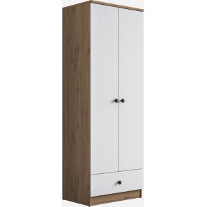 Mendy Kleiderschrank mit Schublade 60 cm - Walnuss/Wei