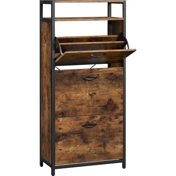 Mattias Schuhschrank 60 x 130 cm - Braun/Schwarz Mattias Schuhschrank 60 x 130 cm - Braun/Schwarz