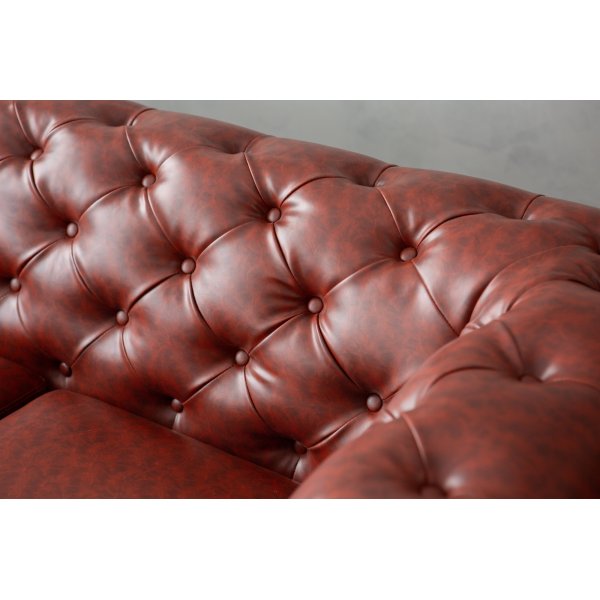Chesterfield-Sofa, 3-Sitzer, braunes PU - Charles