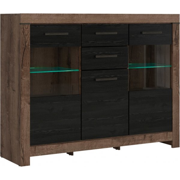 Balin Vitrine - Dunkle Eiche/schwarze Eiche