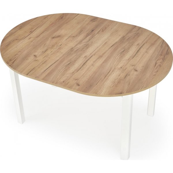 Runder ausziehbarer Esstisch Eiche/Wei 102-142 cm - Berivan
