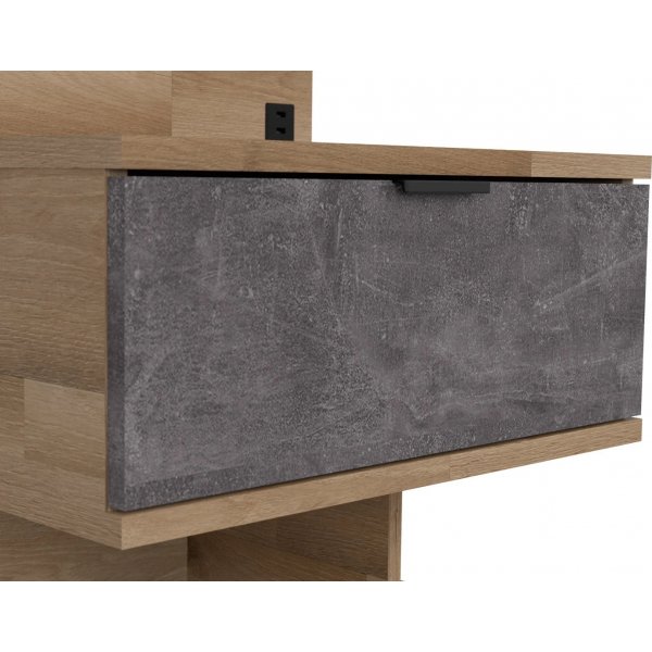 Arica Nachttisch links - Eiche/grau