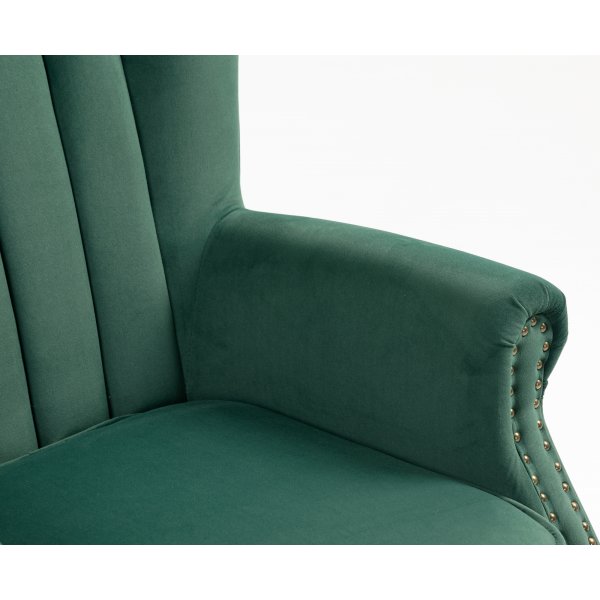 Ohrenklappensessel aus grünem Samt + Möbelreinigung Ohrenklappensessel aus grünem Samt + Möbelreinigung