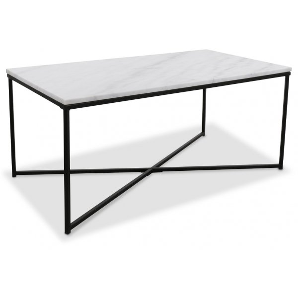 Maryland Couchtisch 110 - Weier echter Marmor / Schwarz