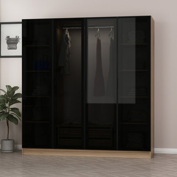 Cavolo Kleiderschrank 180x52x210 cm - Braun/Rauch