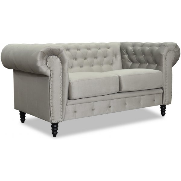 Ashford 2-Sitzer Chesterfield - Graubeige Samt Ashford 2-Sitzer Chesterfield - Graubeige Samt