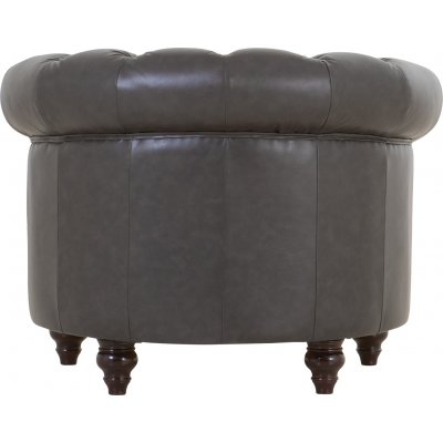 Royal Chesterfield-Sessel aus dunkelbraunem Kunstleder + Fleckentferner fr Mbel