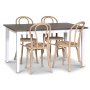 Lebensmittelgruppe Skagen; Esstisch 140 cm - Eiche wei / braun gebeizt mit 4 Danderyd No.18 Esszimmersthlen Whitewash