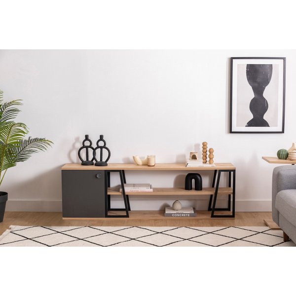 Lissa TV-Stnder 160 cm - Saphireiche/Schwarz