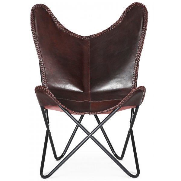 Fledermaus-Sessel Balitmore - Braunes Echtleder + Textilreinigung fr Mbel