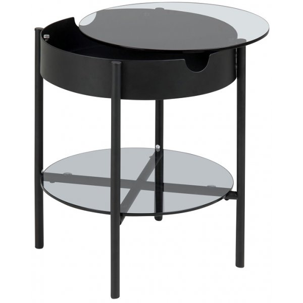 Tipton Beistelltisch 45 cm - Glas/Schwarz