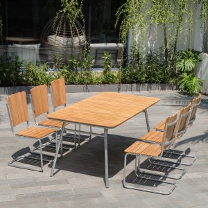 Möllan Gartengruppe in Teak: 6 Stühle mit Esstisch 176x90 cm Möllan Gartengruppe in Teak: 6 Stühle mit Esstisch 176x90 cm