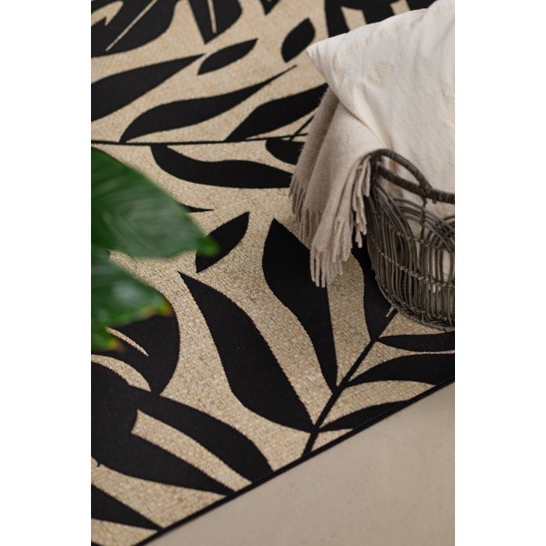 Domani Monstera flach gewebter Teppich Schwarz Domani Monstera flach gewebter Teppich Schwarz