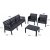 Loungegruppe Lara mit 3-Sitzer-Sofa, 2 Sesseln und Tisch ohne Kissen - Anthrazit