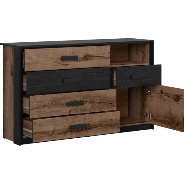 Kassel Kommode - Eiche dunkel/Eiche schwarz