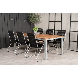 Zenia Outdoor-Essgruppe mit 6 Bois-Sthlen - Schwarz/Natur/Silber